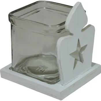Vánoční svícen Svícen svíčka s hvězdou bílý 10cm 9305166
