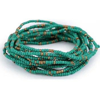 Náramek Pružné náramky z rokajlu sada 12 ks, barva 4 zelená smaragdová zlatá