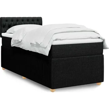 Postel vidaXL Box spring postel s matrací 80 x 200 cm textil [3289590] Barva: Černá