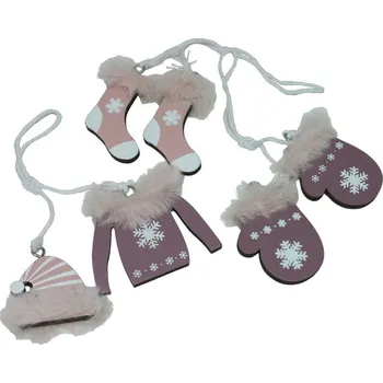 Vánoční dekorace Dekorace závěsný set zima 2 růžový 3001193