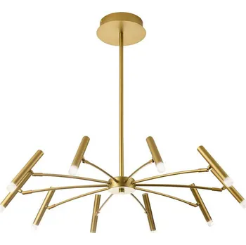 Viokef Závěsné světlo LED Secret, zlaté, Ø 80 cm, kov, 10-bodové. - Délka svítidel 18 cm zlatý LED 45 W celkem - Doprava zdarma