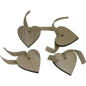 Dekorace závěsná srdce natur 6 cm - 4 ks 3001348