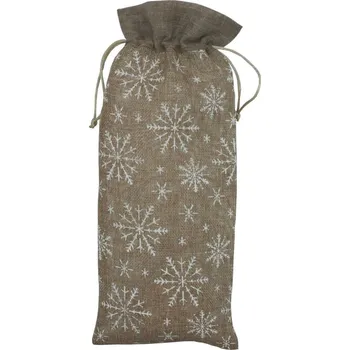 Dárkový sáček látkový přírodní s vločkami 15*36 cm 8700002