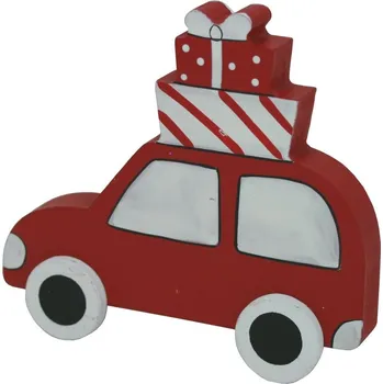 Vánoční dekorace Dekorace auto červené s dárky 12cm 2009248