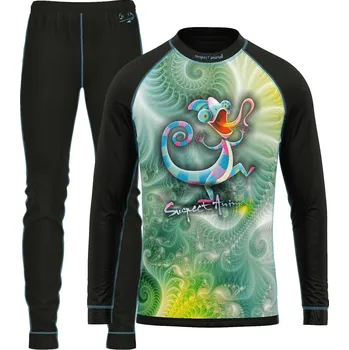 Set dětského termoprádla Set dětského funkčního prádla CHAMELEON černá Bamboo Ultra - Zelená / 140