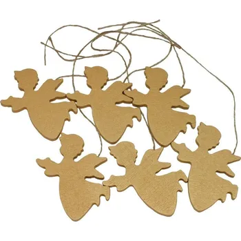 Vánoční dekorace Dekorace závěsní andílci zlatí 9 cm - 6 ks 3001302