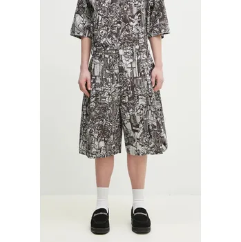 Pánské kraťasy Bavlněné šortky Marcelo Burlon Aop Mech Pajama Shorts Dark Grey Medium CMCB00AS25FAB0010706 šedá 90X, vel. S