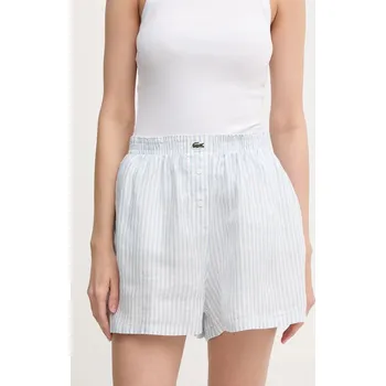Dámské kraťasy Lněné kraťasy Lacoste dámské, modrá barva, high waist, FF0226 50X, vel. 38