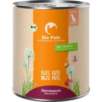 12x800g Herrmann´s menu Bio-Sensitive - Bio krůtí s bio kořenovou zeleninou a bio bramborami