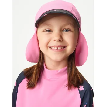 Kšiltovka Dětská kšiltovka s plachetkou a UV ochranou 50+, Růžová, Květiny Velikost: XS (42-44 cm)