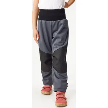 Dětská móda Dětské softshellové kalhoty s fleecem pružné Flexi, Tm. Šedá, Tm. Šedá Velikost: 110/116