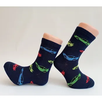 Trepon Dětské bavlněné ponožky AUTA Barva: tmavě modrá, Velikost: 22 - 24 (33,5 - 37)