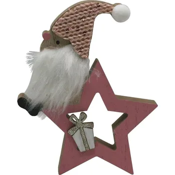 Vánoční dekorace Dekorace dřevěná skřítek a hvězda 15 cm 2009350