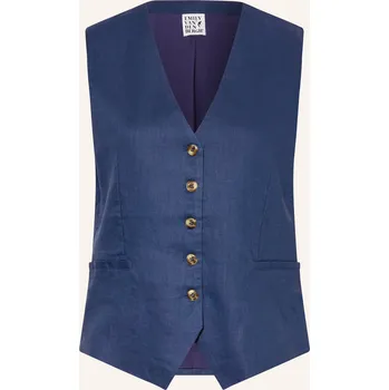 Emily Van Den Bergh Dámská Blejzrová Vesta Ze Lnu, tmavě...