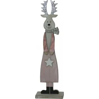 Vánoční dekorace Dekorace dřevěná sobík se stříbrnými rohy 30cm 2009317