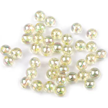 Dětské navlékací korálky Plastové korálky duhové Ø8 mm, malé, 2 (915) žlutá nejsv.