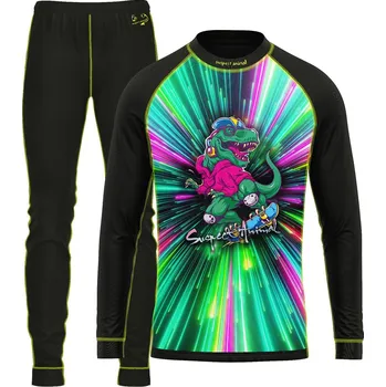 Set dětského termoprádla Set dětského funkčního prádla T-REX černá Bamboo Ultra - Zelená / 110