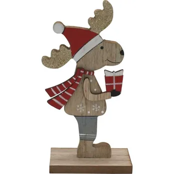 Vánoční dekorace Dekorace sob s dárkem 18cm 2009226