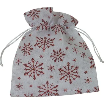 Dárková taška Dárkový sáček látkový bílý s vločkami 25*20 cm 8700014