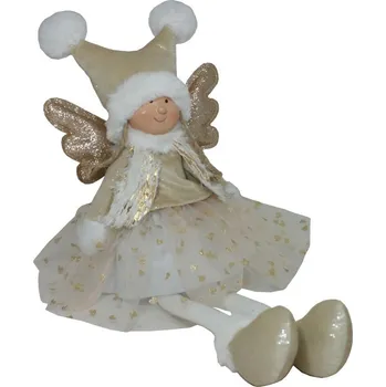 Vánoční dekorace Dekorace andělka sedící zlatá křídla 48cm 3000068