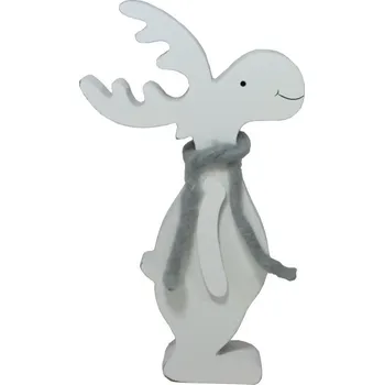 Vánoční dekorace Sob dřevěný se šálou 23*13cm 2009246