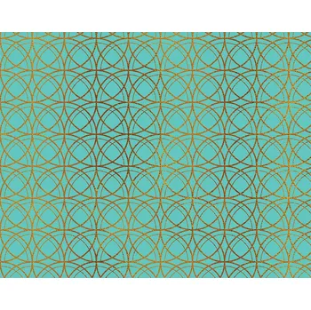 Balící papír Dárkový balicí papír FLORENTIA 70x100 cm - tyrkysový se zlatým vzorem