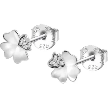 Náušnice Stříbrné náušnice pecky čtyřlístek | Elegantní design | Kvalitní zpracování | Dámské naušnice | Dámské šperky | ROMERO rhodiované stříbro, zirkony