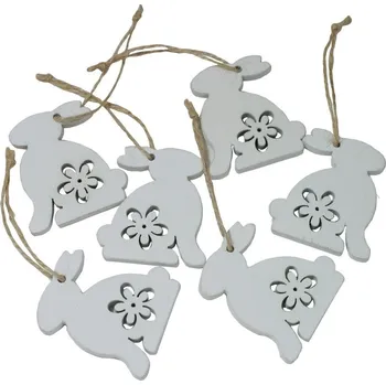 Velikonoční dekorace Závěsná dekorace Zajíčci - 5cm/6 ks 4000218