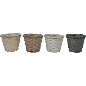 Obal na květináč Květníky bambusové 4 ks malé - mix barev 1110002