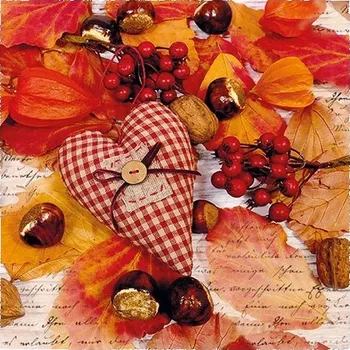 Papírový ubrousek Ubrousky Podzimní srdce 3400217