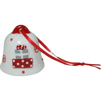 Vánoce Vánoční zvonek keramický střední dárek 5cm 3003378