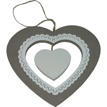 Dekorace srdce dřevěné krajka 2001321
