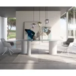 DELIFE Jídelní stůl Edge Boot 240x120 reliéfní sklo perleť 3D design Troa kov bílá