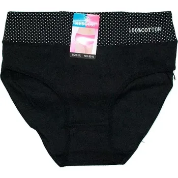 Dámské kalhotky do pasu žebrové, putičky v pase 6210 černé 599/347