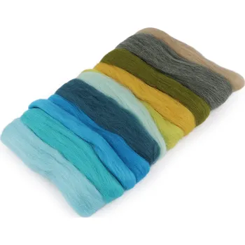 Ovčí rouno sada 50 g česané, barva 7 mix