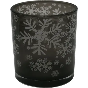 Svícen Svícen skleněný M vločky 8*7cm 9306001