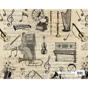 Balící papír Dárkový balicí papír FLORENTIA 70x100 cm - noty a hudební nástroje