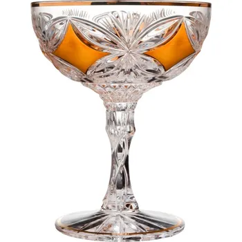 Sklenice Broušené zlacené sklenice na šampaňské, Glamour Crystal, 140 ml, 6 ks