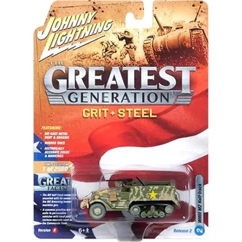 autíčko Half-Track M2 WWII 1:64 - Johnny Lightning Half-Track M 2 WW2 - sběratelský model tanku 1/64