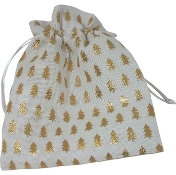 Dárková taška Dárkový sáček látkový bílý se stromky 25*20 cm 8700017