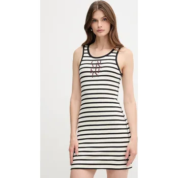 Dámské šaty Šaty Calvin Klein Jeans béžová barva, mini, přiléhavé, LV044C242G 01X, vel. S