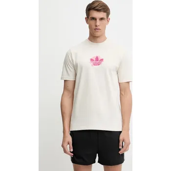 Pánské tričko Bavlněné tričko adidas Originals Graphic Tee pánské, béžová barva, s potiskem, KC4943 01X, vel. XL