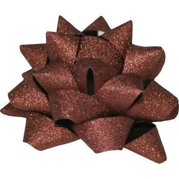 Stuha Rosetky malé 5 cm - 5ks hnědé glitrové 7206370