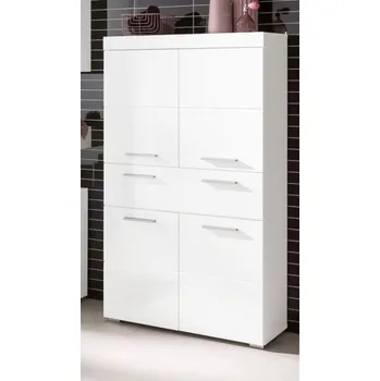 Koupelnový nábytek trendteam Koupelnová skříňka Amanda White Melamin/Bílý vysoký lesk Hluboká zásuvka 73 x 130 x 31 cm | 1393-107-01