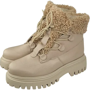 Dámská zimní obuv T 3072/Z - 9146 dámské celokožené zimní zdravotní boty na masivní podešvi; krémový lem 40