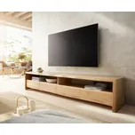 DELIFE TV stolek Live-Edge 230 cm dub přírodní 4 zásuvky masivní přírodní hrana