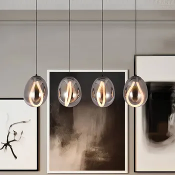 Viokef Závěsné světlo LED Melanie, délka 85 cm, kouřově šedé, sklo 4-flg. kouřově šedá, černá LED 23 W celkem - Doprava zdarma