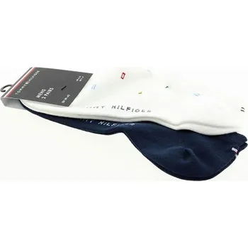 TOMMY HILFIGER Pánské bílé, modré ponožky 2 páry 701232935-2P-002 Velikost 43/46