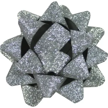 Stuha Rosetky malé 5 cm - 5ks stříbrné glitrové 7206305