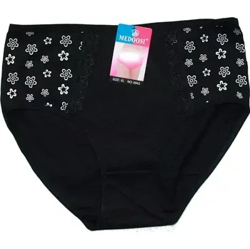 Dámské kalhotky do pasu s krajkou a potiskem 6943 černá 599/269